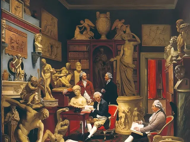 Johann Zoffany, Charles Townley and Friends in His Library, 1781 to 1790, collectors among classical sculpture