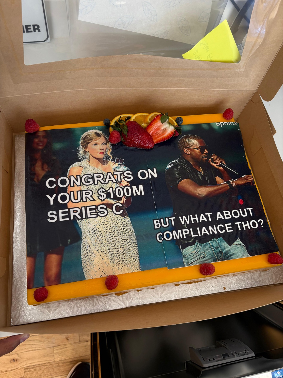 SphinxHQ pitch cake delivered to their headquarters